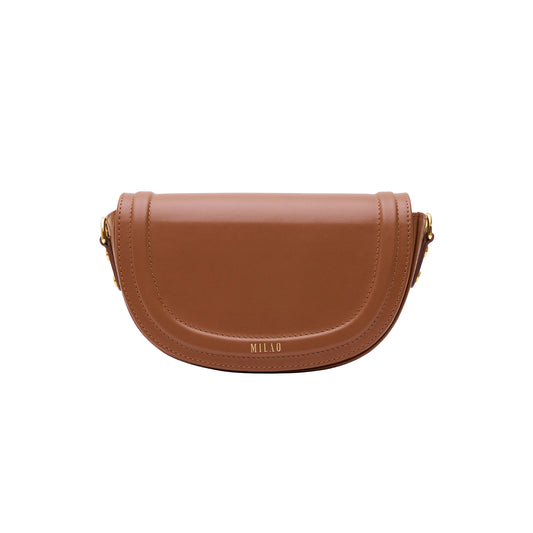 MINI MILA leather handbag half-moon brown