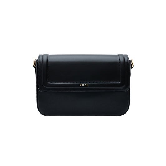 LEA classic black leather shoulder bag