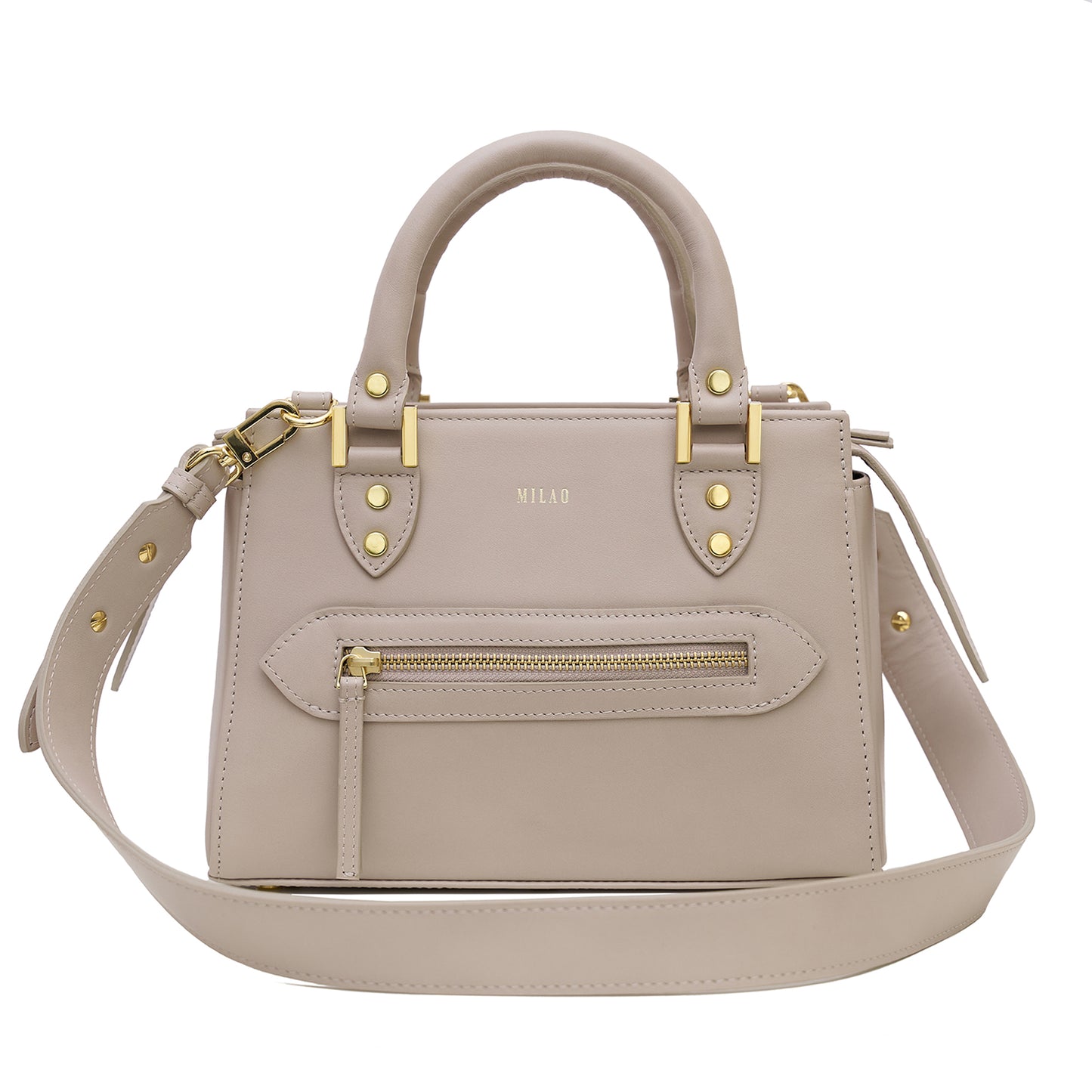 VERONA leather bag taupe small case