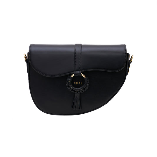 AGGI leather handbag black messenger bag