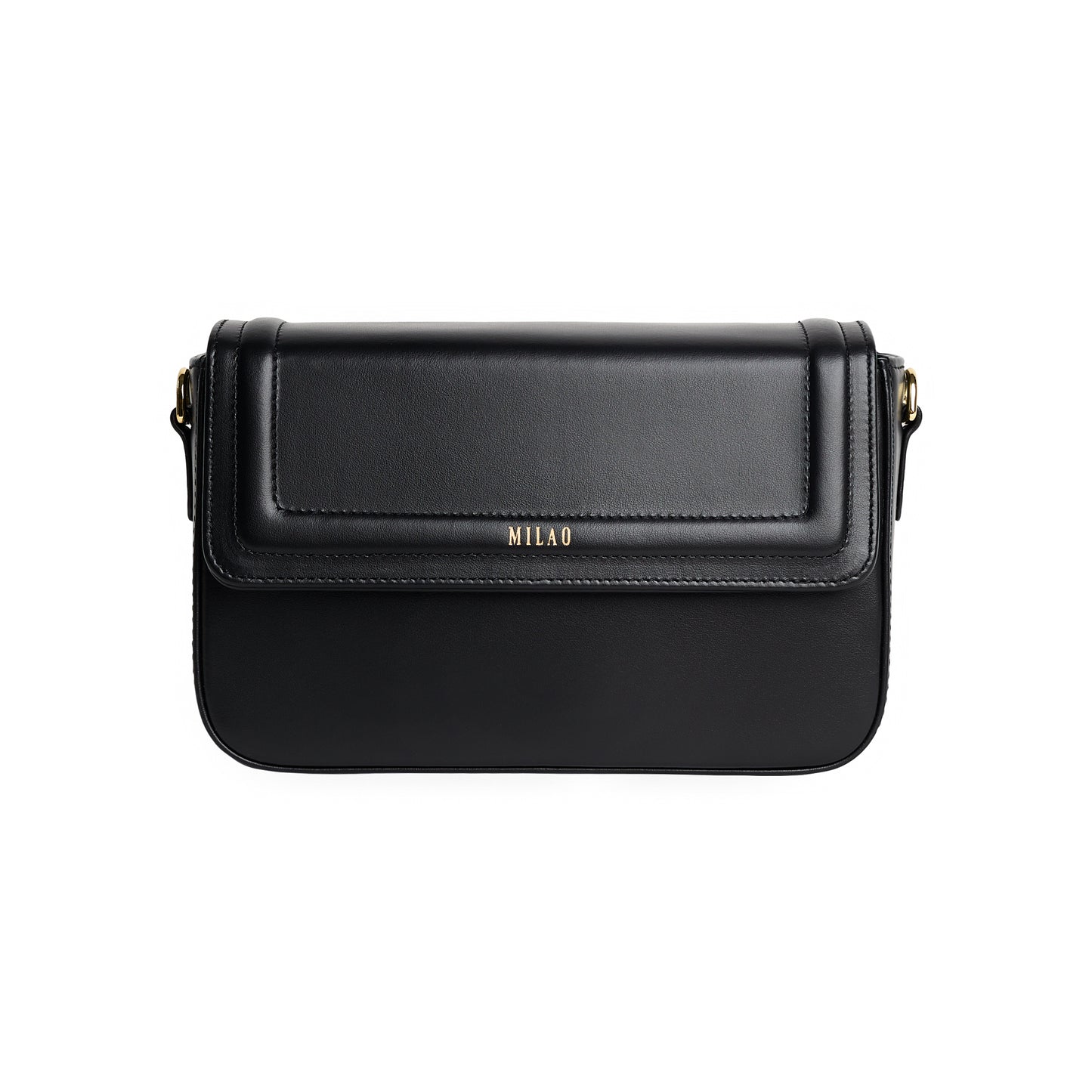 LEA classic black leather shoulder bag