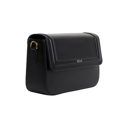 LEA classic black leather shoulder bag