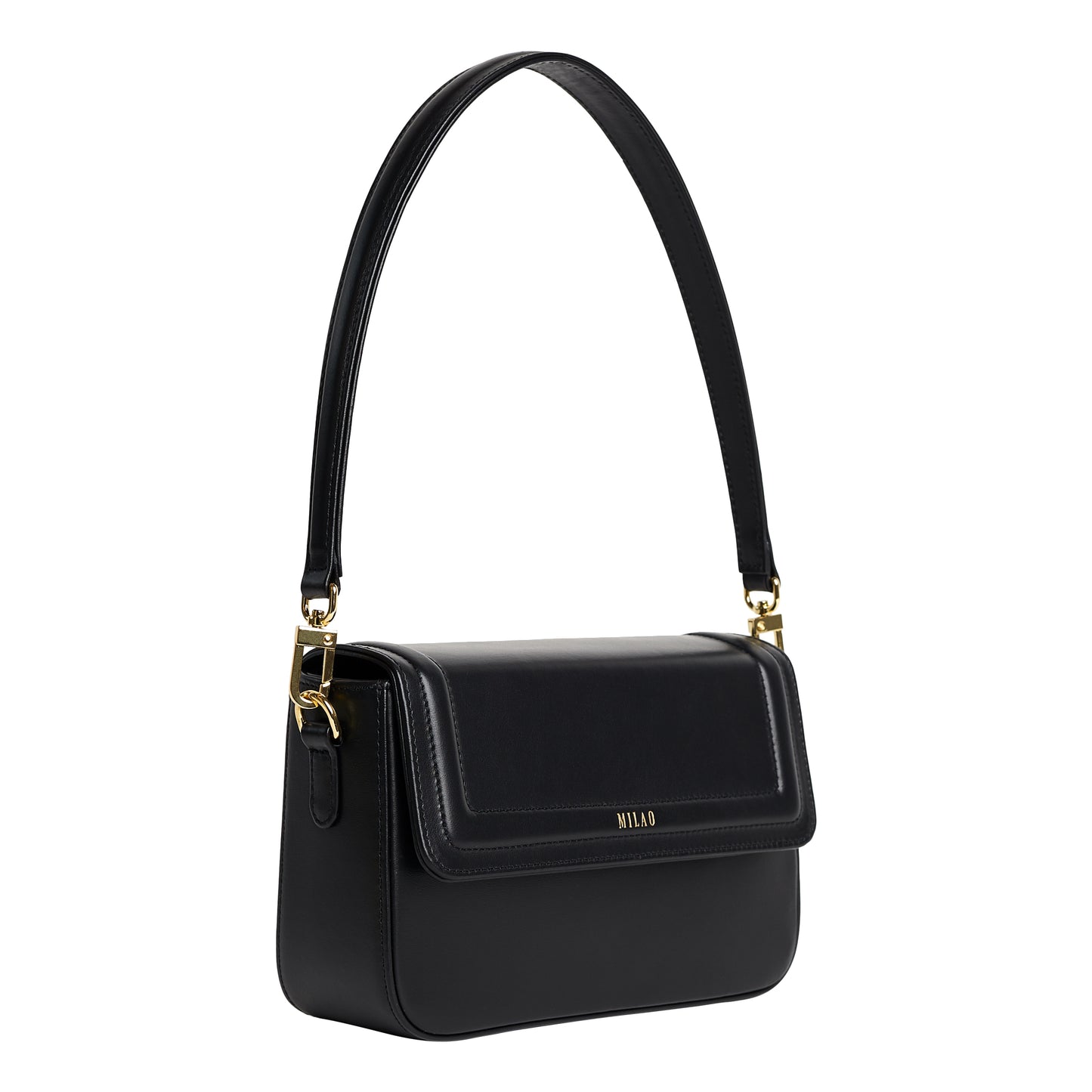 LEA classic black leather shoulder bag