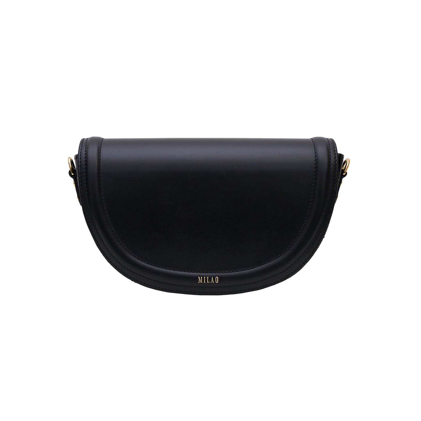 MILA classic black leather handbag half moon