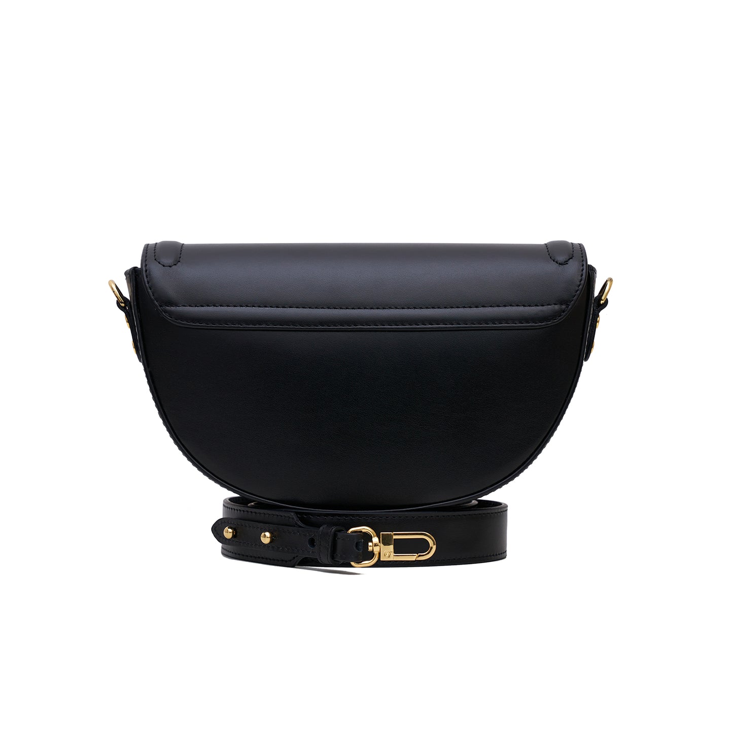 MILA classic black leather handbag half moon