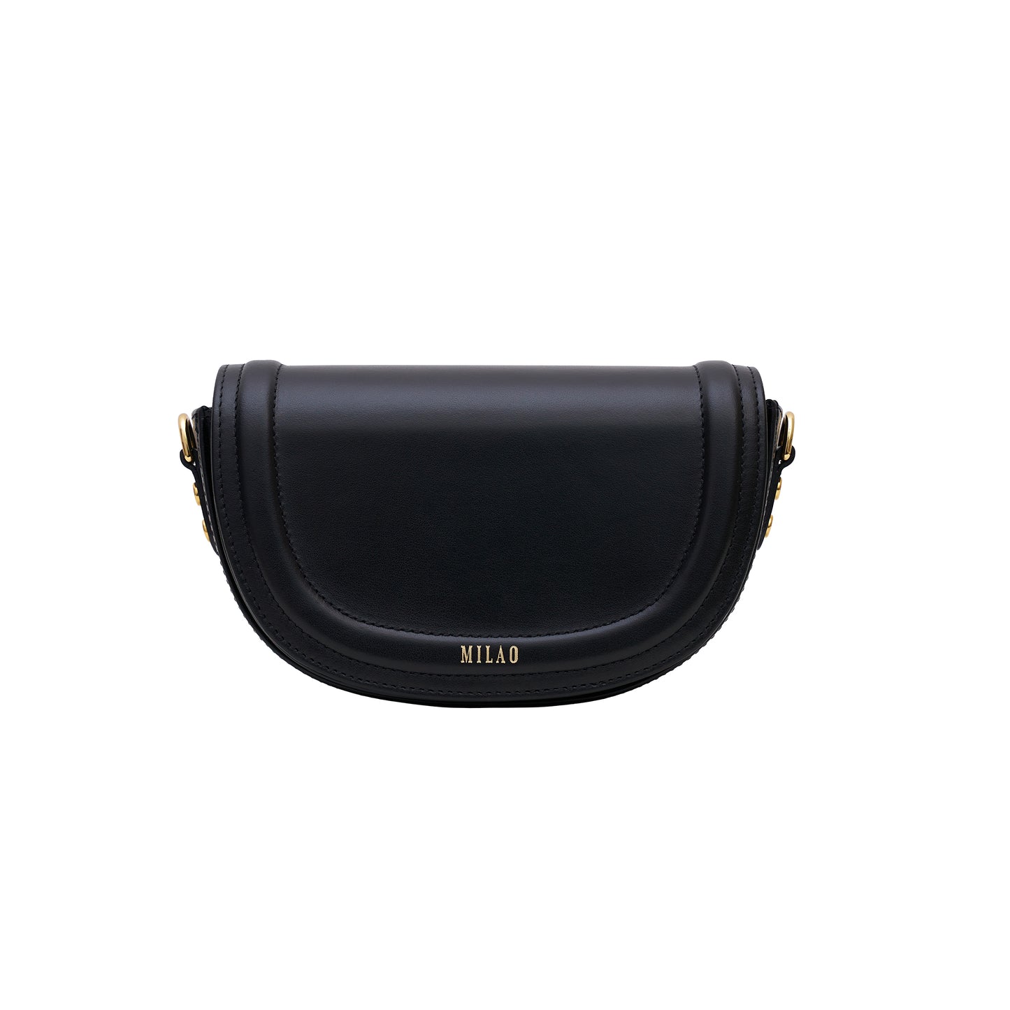 MINI MILA mini black leather half-moon handbag