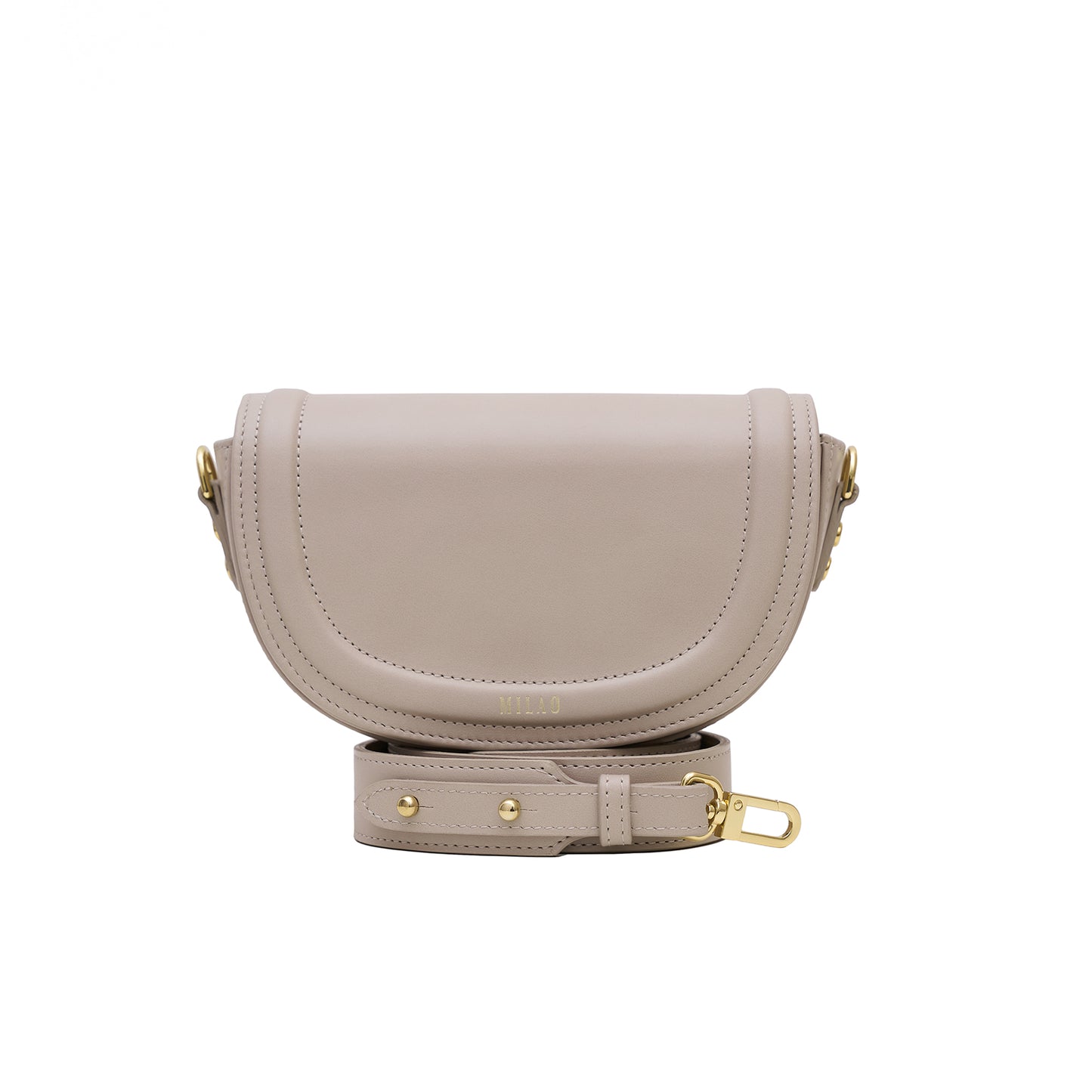 Last pieces MINI MILA mini taupe leather half-moon bag