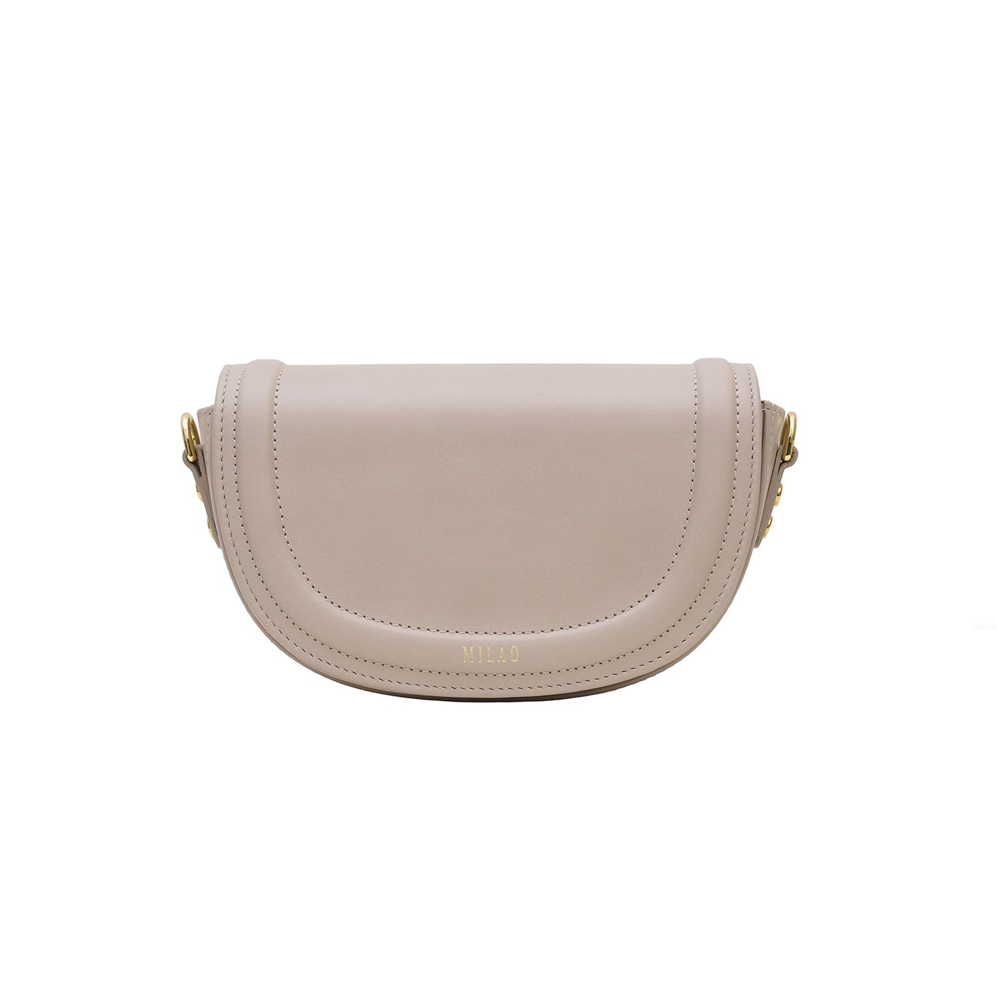 Last pieces MINI MILA mini taupe leather half-moon bag