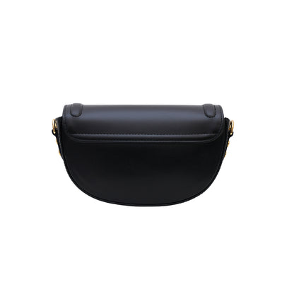 MINI MILA mini black leather half-moon handbag