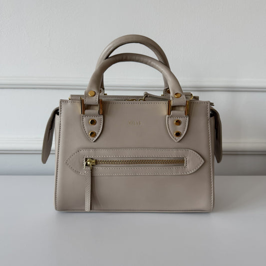 VERONA estate leather bag taupe small trunk