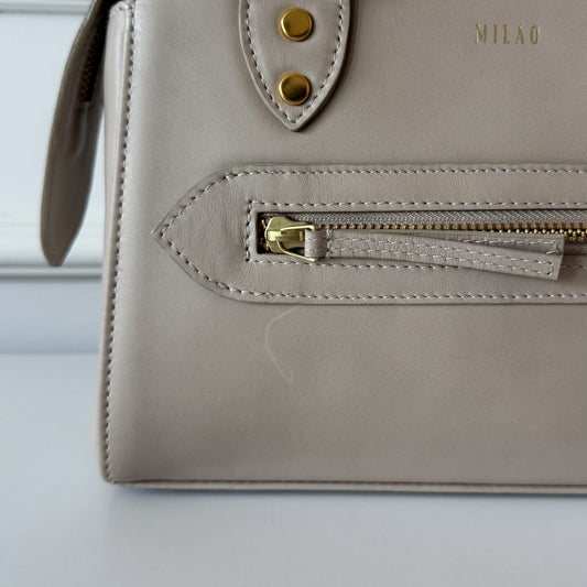VERONA estate leather bag taupe small trunk